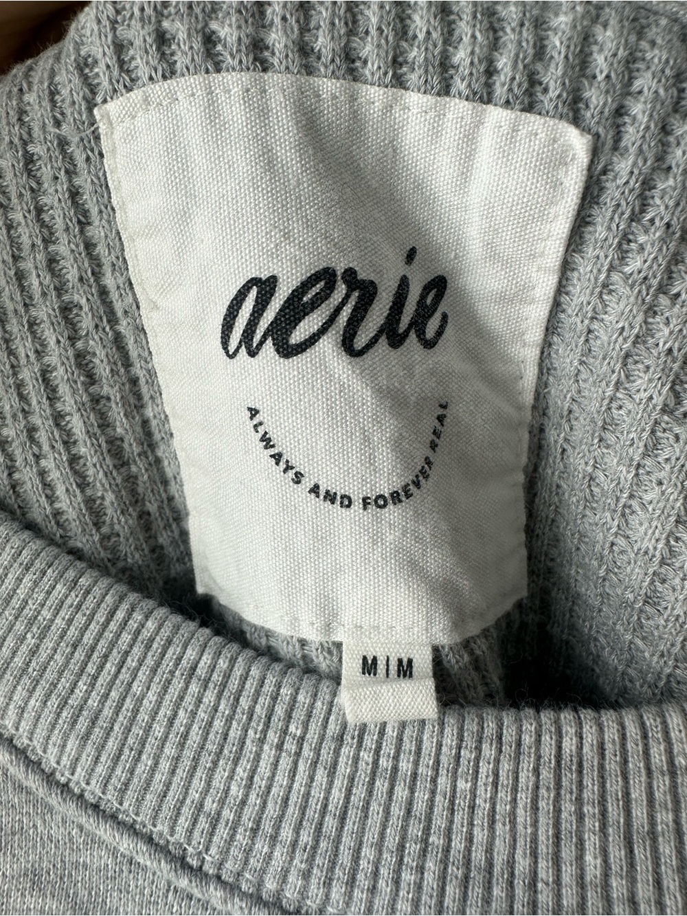 aerie Gray Crewneck Sweatshirt with Bear Graphic - Picture 2 of 3